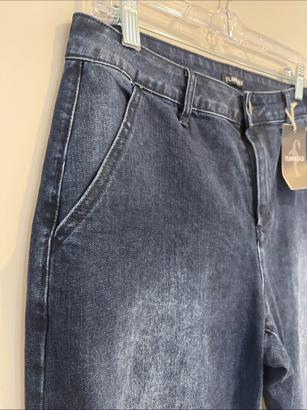 NWT Flamingals Dark Wash Barrel Jeans Size Large (10-12) - Picture 5 of 10